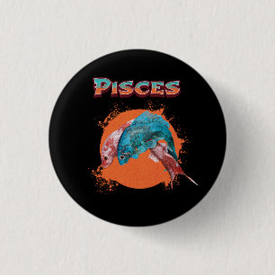 Pisces Fish Zodiac Horoscope Water Astrology Sign  Button
