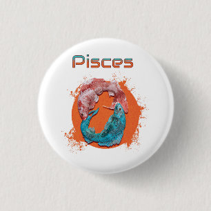 Pisces Fish Zodiac Horoscope Water Astrology Sign  Button