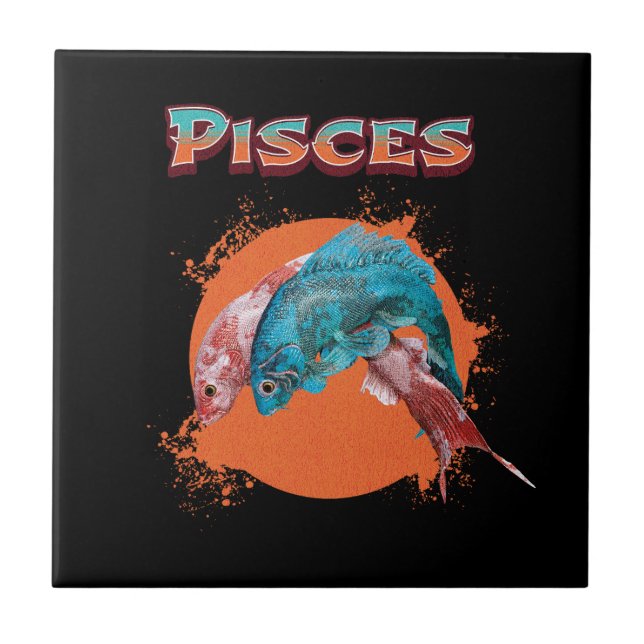 Pisces Fish Zodiac Horoscope Water Astrology Sign  Ceramic Tile (Front)