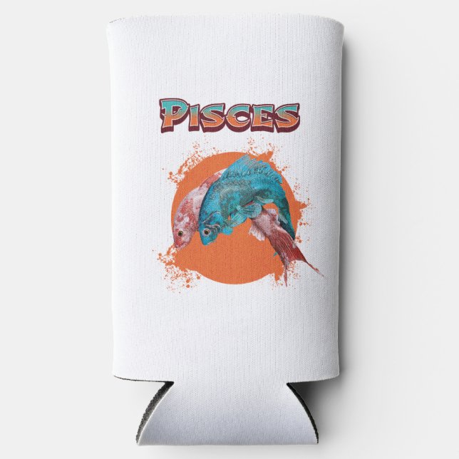 Pisces Fish Zodiac Horoscope Water Astrology Sign  Seltzer Can Cooler (Front)