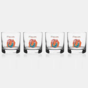 Pisces Fish Zodiac Horoscope Water Astrology Sign  Whiskey Glass