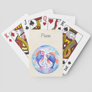 Pisces Fish Zodiac Watercolor  Poker Cards