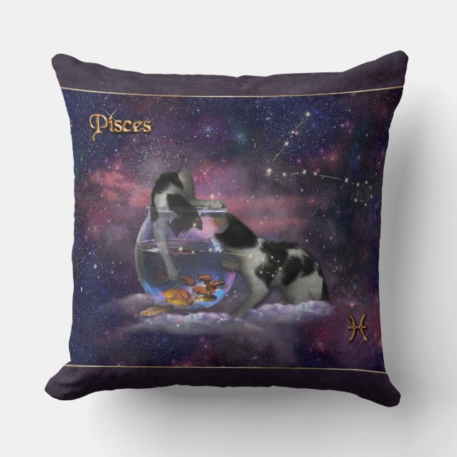 Pisces for Cat Lovers Pillow (Front)