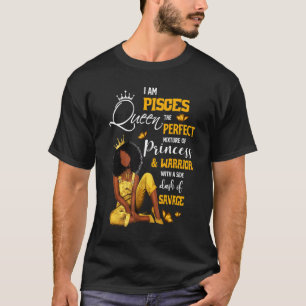 Pisces Girl Birthday Melanin Afro Queen For Black T-Shirt
