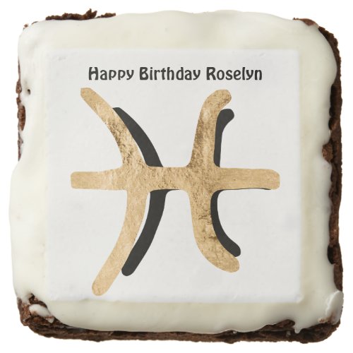 Pisces gold black texture zodiac personalized brownie
