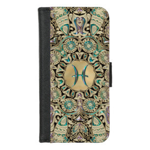 Pisces Gold Lace Mandala iPhone 8/7 Wallet Case