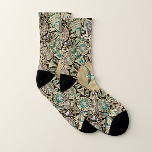 Pisces Gold Lace Mandala Socks