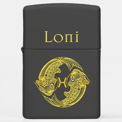 Pisces Gold Loni 1b Zippo Lighter