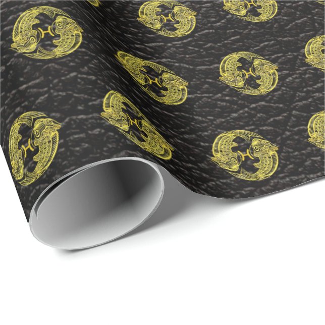 Pisces Gold on Leather Wrapping Paper (Roll Corner)
