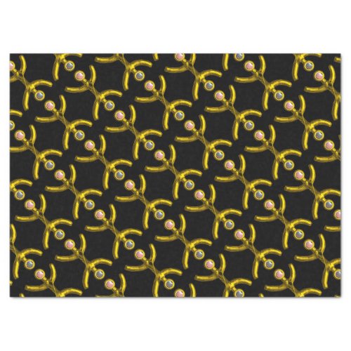 PISCES GOLD ZODIAC BIRTHDAY JEWEL AND PEARLS Black Tissue Paper