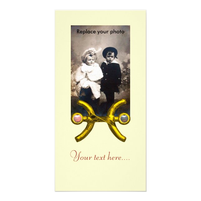 PISCES/ GOLD ZODIAC BIRTHDAY SIGN White Card (Front)