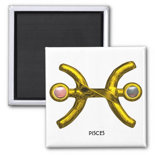 PISCES Gold Zodiac Birthday SignWhite Pink Pearls Magnet