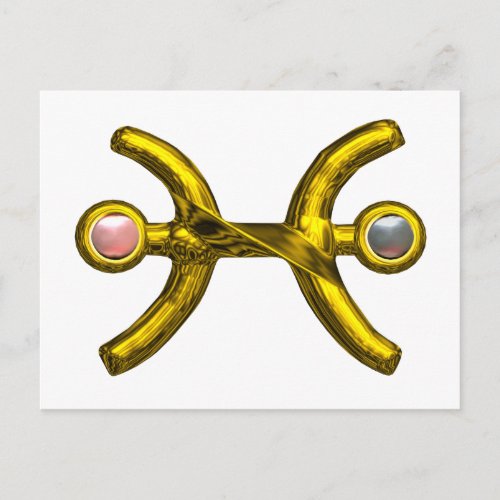 PISCES Gold Zodiac Birthday SignWhite Pink Pearls Postcard