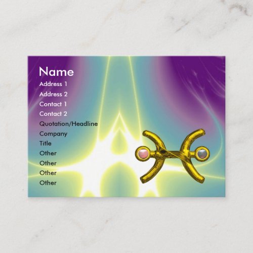 PISCES GOLD ZODIAC SIGN AstrologyPurple Green Business Card