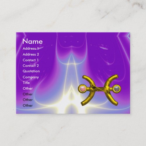 PISCES GOLD ZODIAC SIGN Astrology Purple Violet Business Card