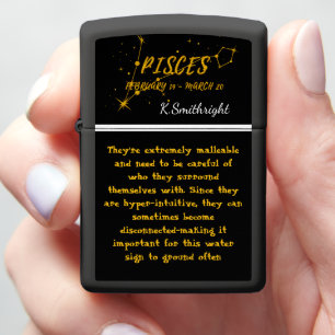 Pisces Golden: Malleable Zodiac Gift Zippo Lighter