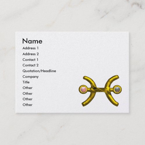 PISCES GOLDEN ZODIAC JEWEL WITH PEARLS White Business Card