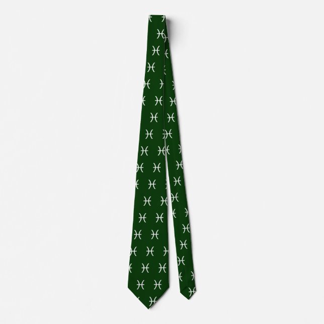 Pisces - Green (#003300) Neck Tie (Front)