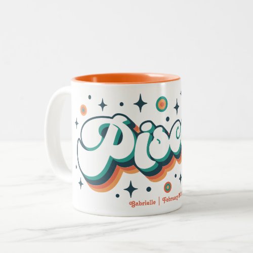 Pisces Groovy Retro Zodiac Custom Two_Tone Coffee Mug