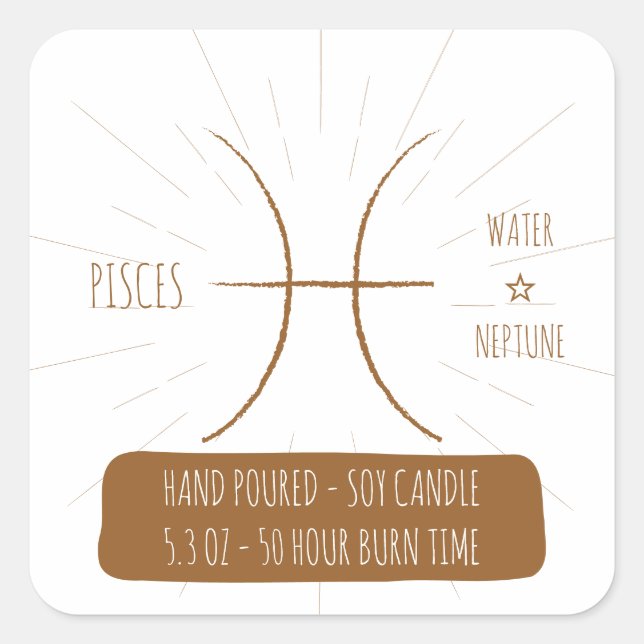 Pisces hand Poured Soy Candle Label (Front)
