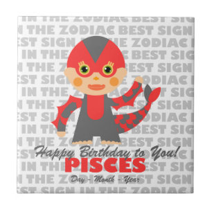 Pisces Happy Birthday Ceramic Tile