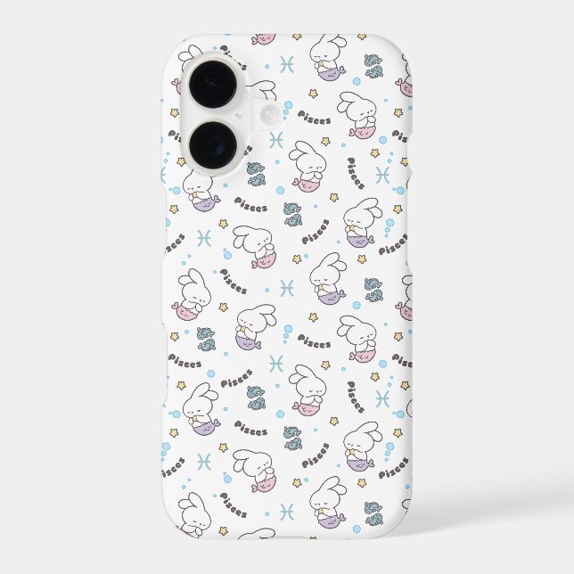 Pisces Harmony: Bunny Mermaids Pattern Iphone Case (Back)