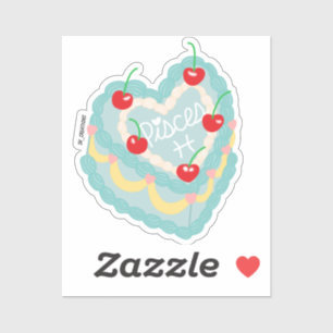 Pisces Heart Cake Sticker