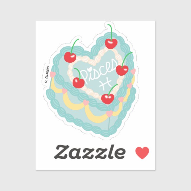 Pisces Heart Cake  Sticker (Sheet)