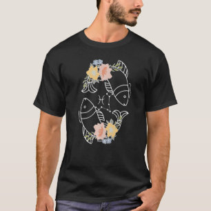 Pisces Hippie Zodiac Flowers Peace Love Unity Res T-Shirt