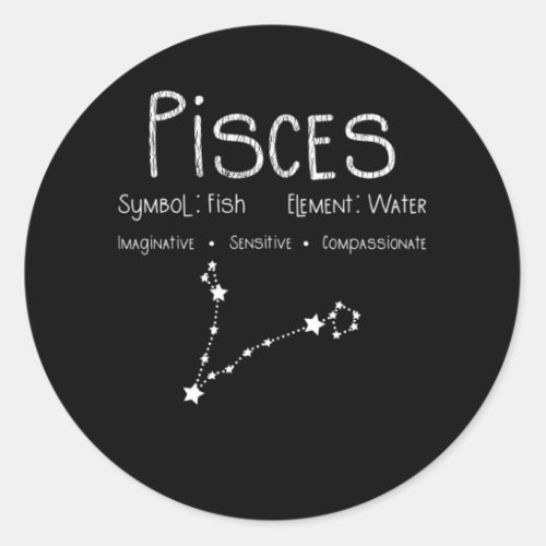 Pisces Horoscope Astrology Star Sign Birthday Gift Classic Round Sticker