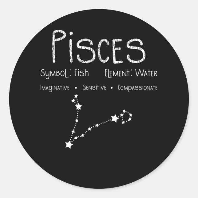 Pisces Horoscope Astrology Star Sign Birthday Gift Classic Round Sticker (Front)