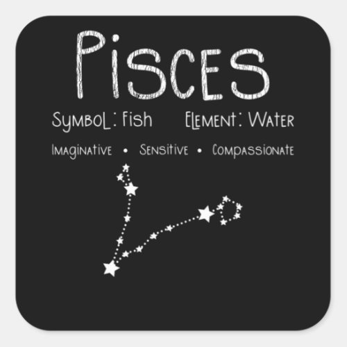 Pisces Horoscope Astrology Star Sign Birthday Gift Square Sticker