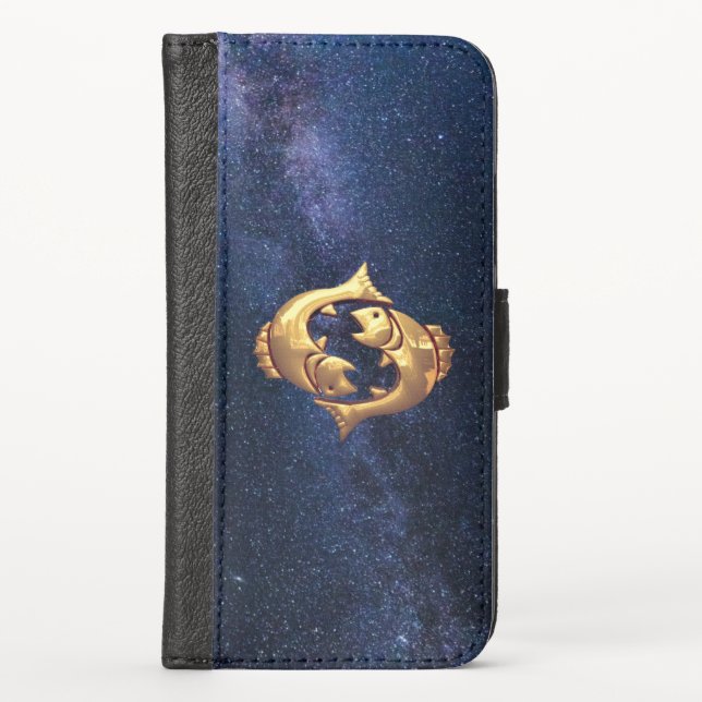 Pisces Horoscope Sign iPhone X Wallet Cover (Front)