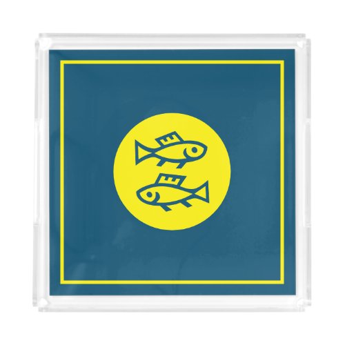 Pisces Horoscope Yellow Blue Modern Minimalist Acrylic Tray