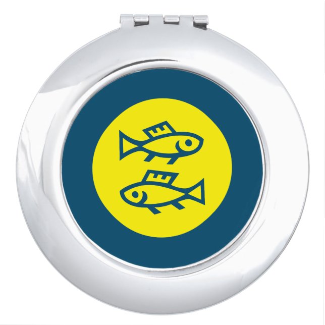 Pisces Horoscope Yellow Blue Modern Minimalist Compact Mirror (Front)