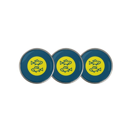 Pisces Horoscope Yellow Blue Modern Minimalist Golf Ball Marker