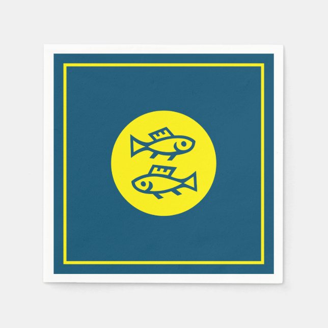 Pisces Horoscope Yellow Blue Modern Minimalist Napkins (Front)