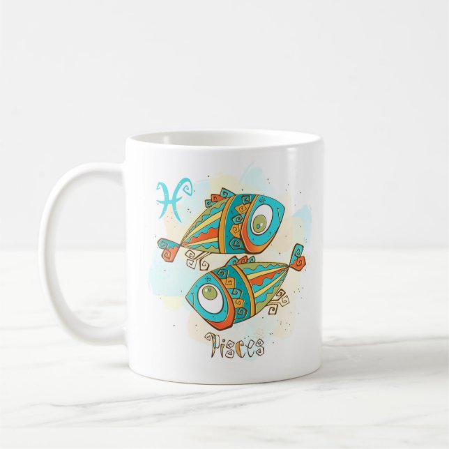 Pisces Horoscope Zodiac Feb 19 - March 20 Birthday Coffee Mug (Left)