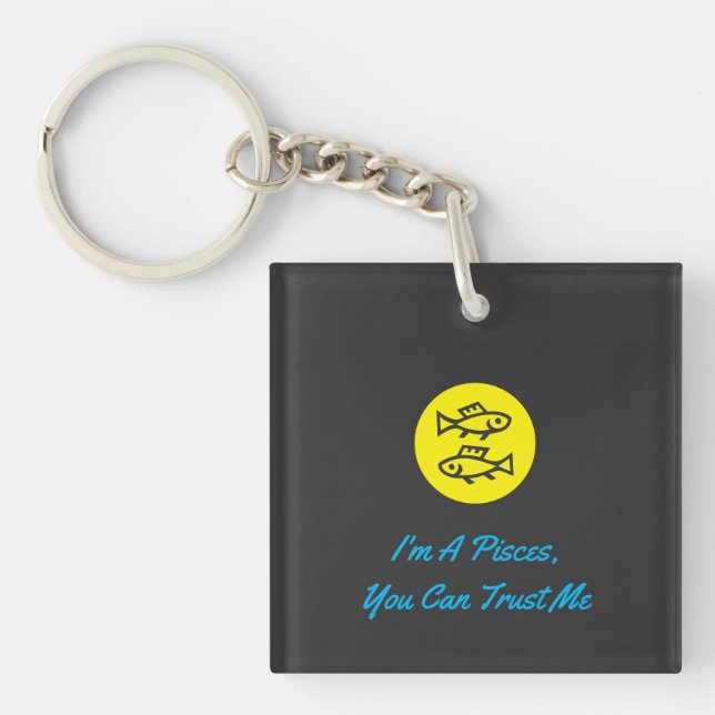 Pisces Horoscope Zodiac Sign Modern Minimalist Keychain (Front)