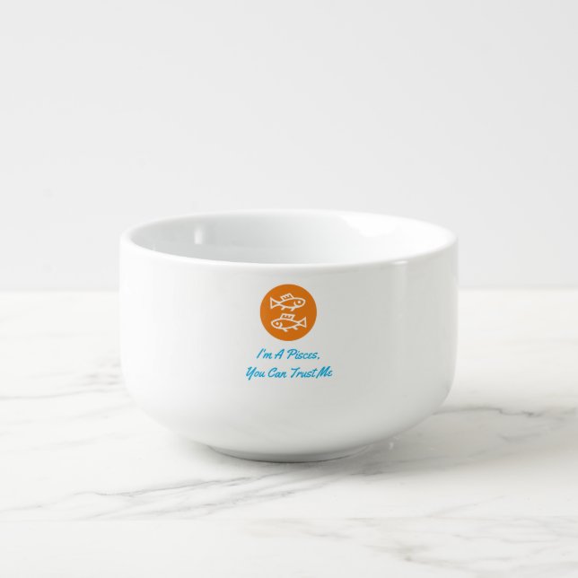 Pisces Horoscope Zodiac Sign Modern Minimalist Soup Mug (Front)