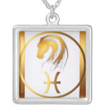 Pisces Horse Chinese And Western Astrology Silver Plated Necklace at Zazzle
