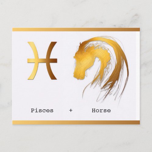 Pisces Horse Chinese Western Astrology birthday Postcard