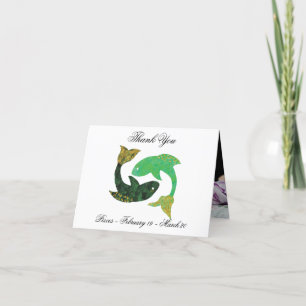 Pisces Impressionist Painting Style & Gold Thank You Card