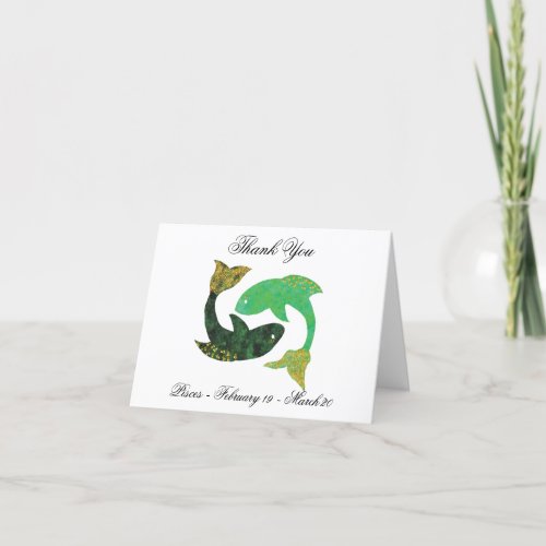 Pisces Impressionist Painting Style  Gold Thank You Card