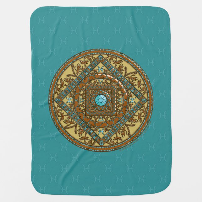 Pisces Mandala Baby Blanket (Front)