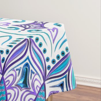 Pisces Mandala In Turquoise And Purple Tablecloth by UROCKSymbology at Zazzle