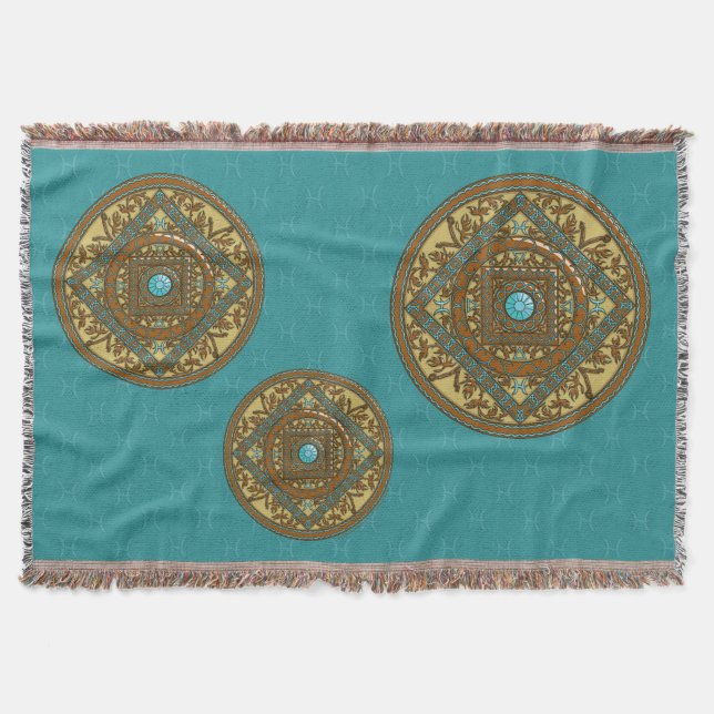 Pisces Mandala Throw Blanket (Front)