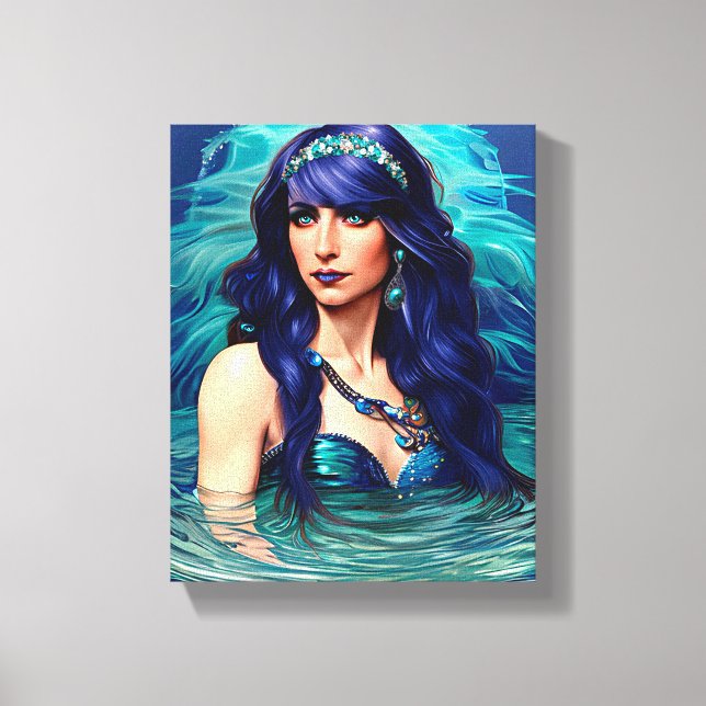 Pisces Mermaid Queen Original Fantasy art  Canvas Print (Front)