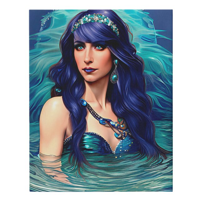Pisces Mermaid Queen Original Fantasy art  Faux Canvas Print (Front)