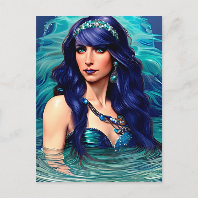 Pisces Mermaid Queen Original Fantasy art  Postcard (Front)
